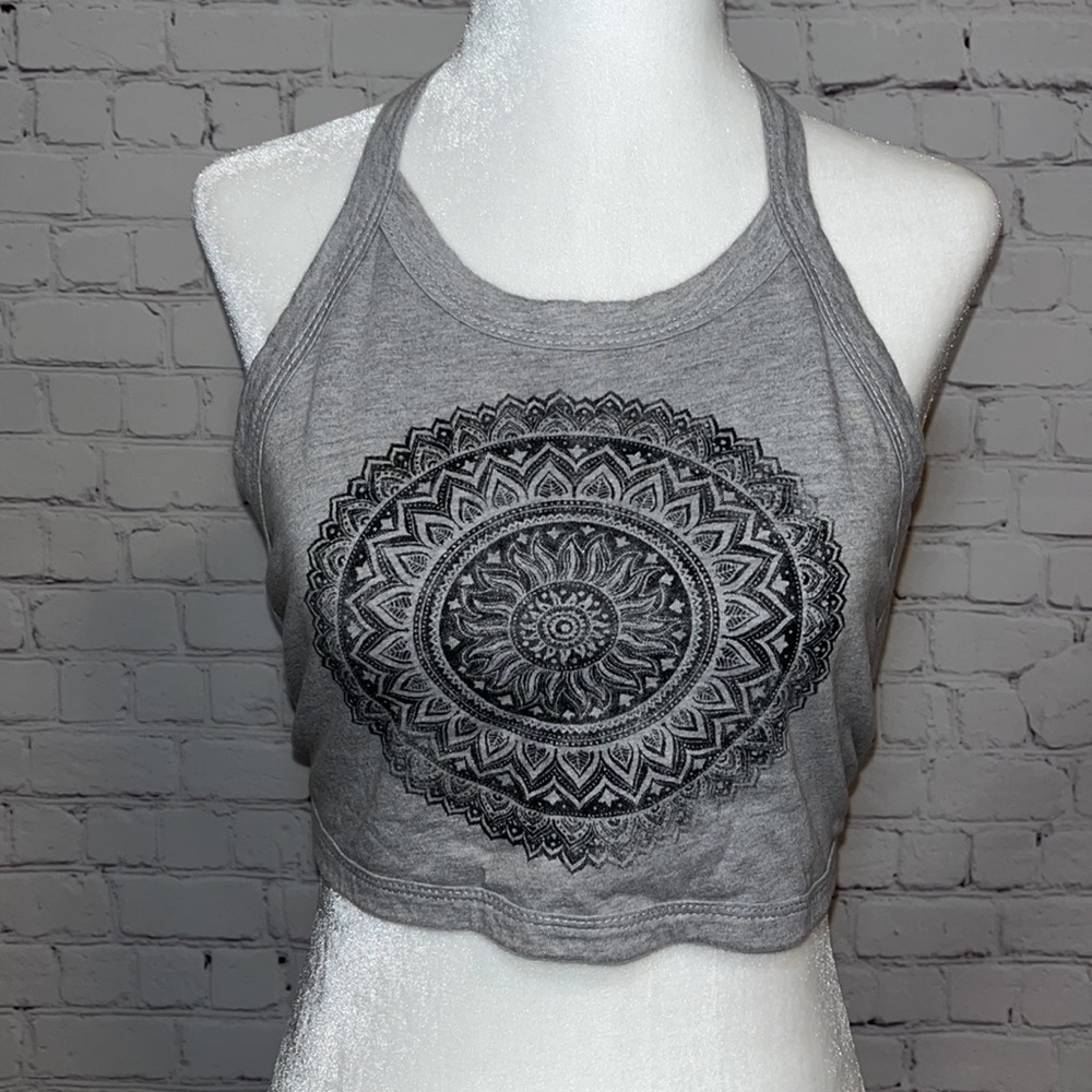 Aztec Circle Backless Crop Halter Top Size Medium